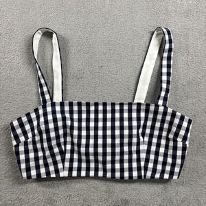 Wayf Blue and White Gingham Pattern  Crop Tank Top Size XS NWT